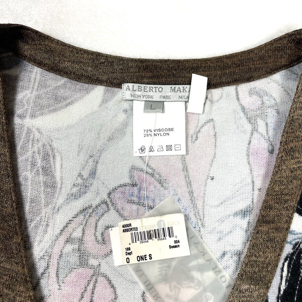 Alberto Makali Women's Floral Cardigan Vintage Y2K Bell Sleeve Gem Sz L NWT - Picture 4 of 11